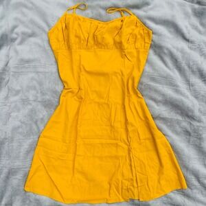 Cottagecore‎ Milkmaid Midi Dress Mustard Yellow Linen Blend 1X